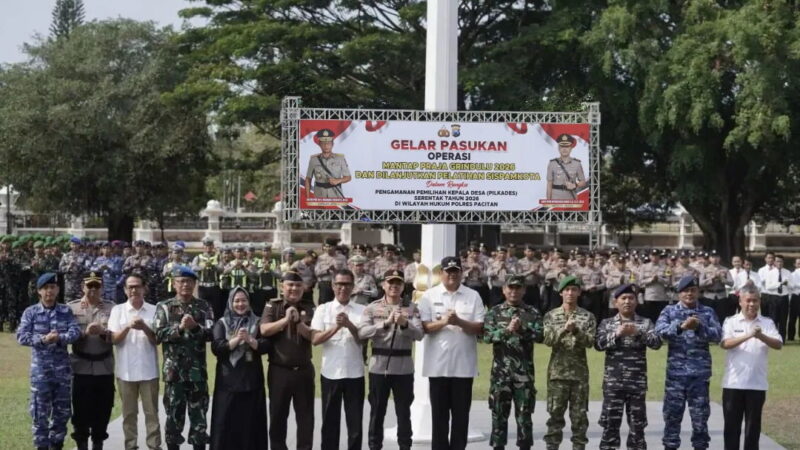 Gagarin Sumrambah Wakil Bupati Pacitan Bersama Polres Laksanakan Gelar Pasukan Dalam Rangka Pengamanan Pilkades Serentak 2026
