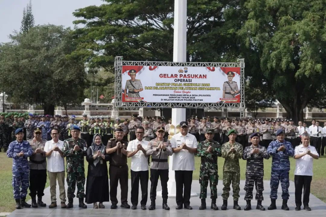 Gagarin Sumrambah Wakil Bupati Pacitan Bersama Polres Laksanakan Gelar Pasukan Dalam Rangka Pengamanan Pilkades Serentak 2026