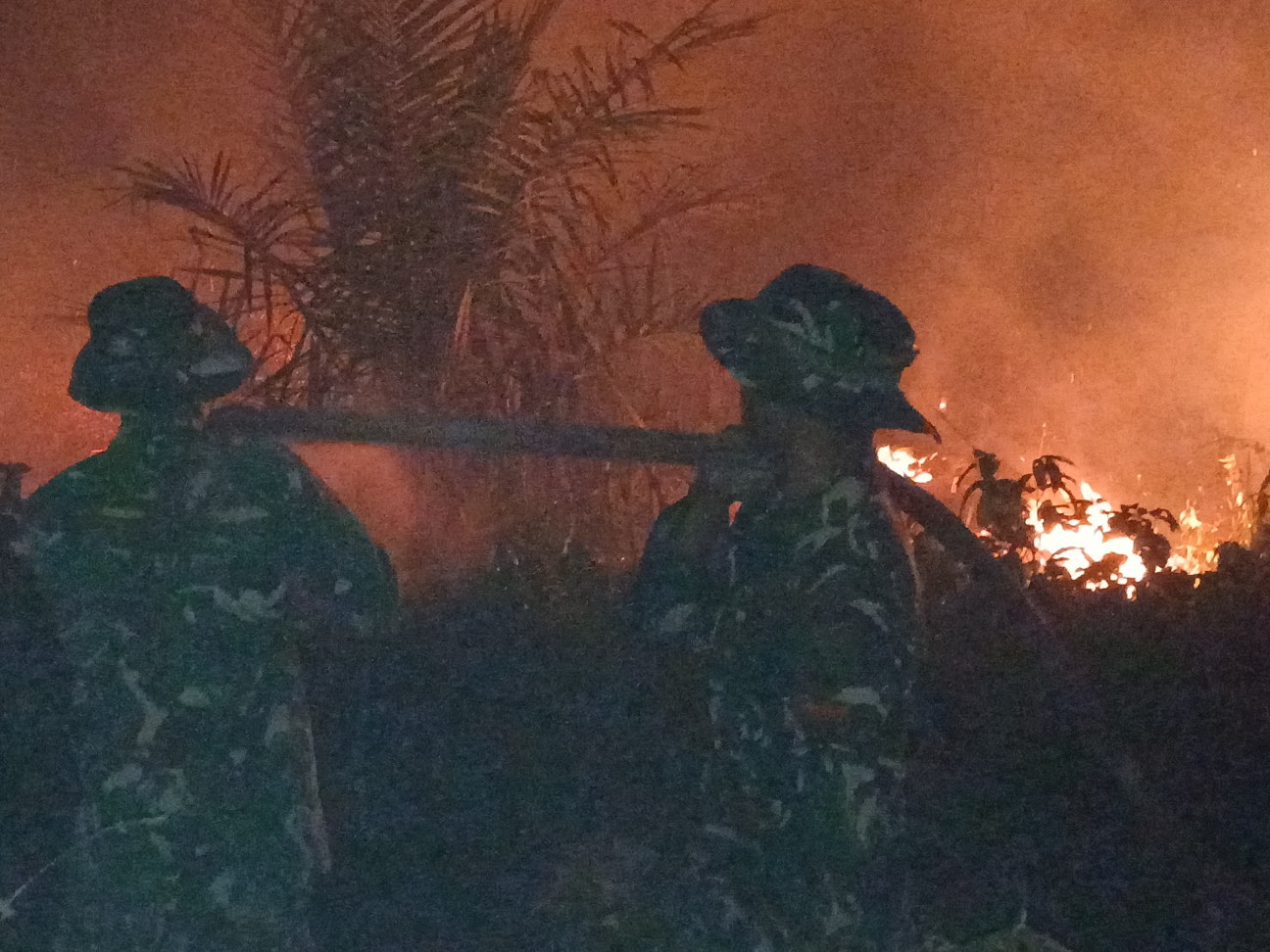 Gerak Cepat, Dandim 1015/Sampit Bersama Personel Gabungan Padamkan Api Karhutla di Desa Simpur