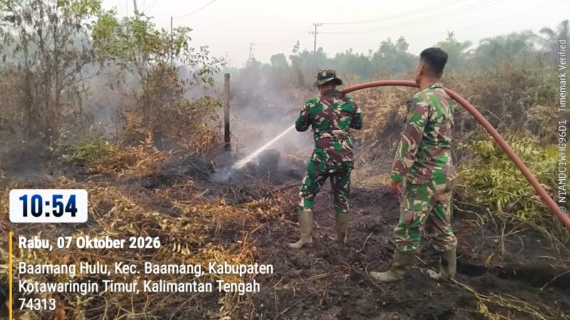 Pembasahan Terus Digencarkan, Personel Standby On Call Kodim 1015/Sampit Cegah Karhutla Kembali Terjadi