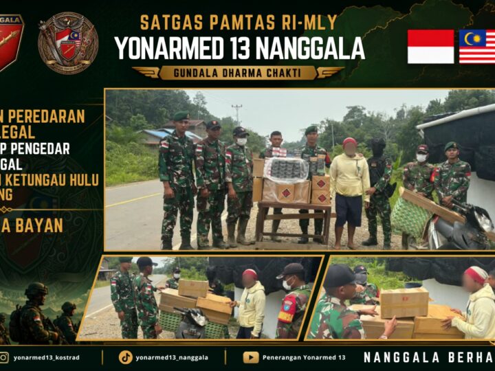 Satgas Pamtas Yonarmed 13/Nanggala Gagalkan Penyelundupan 160 Slop Rokok Ilegal di Perbatasan Sintang