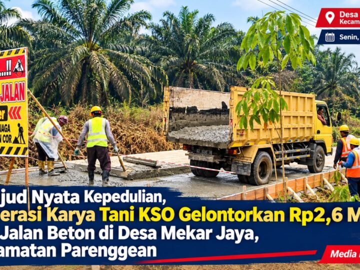 Koperasi Karya Tani KSO Gelontorkan Rp2,6 Miliar untuk Pembangunan Jalan Beton di Desa Mekar Jaya