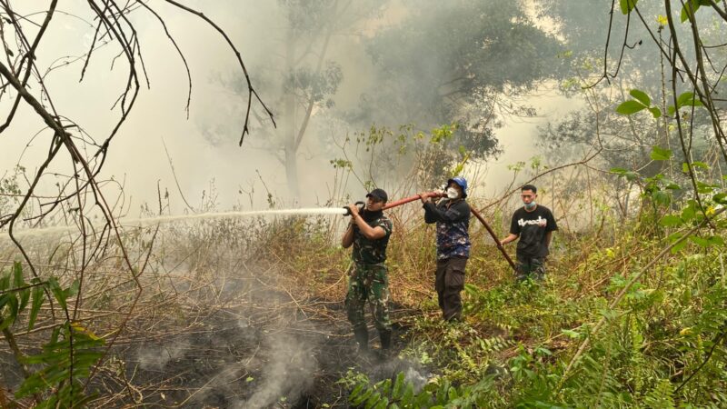 Tim Gabungan Kodim 1015/Sampit Bersama Posko Karhutla Kab. Kotim Berjibaku Padamkan Api