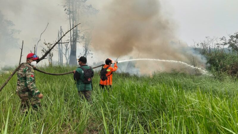 TIM GABUNGAN KARHUTLA PARENGGEAN BERJIBAKU PADAMKAN API DETENGAH KETERBATASAN
