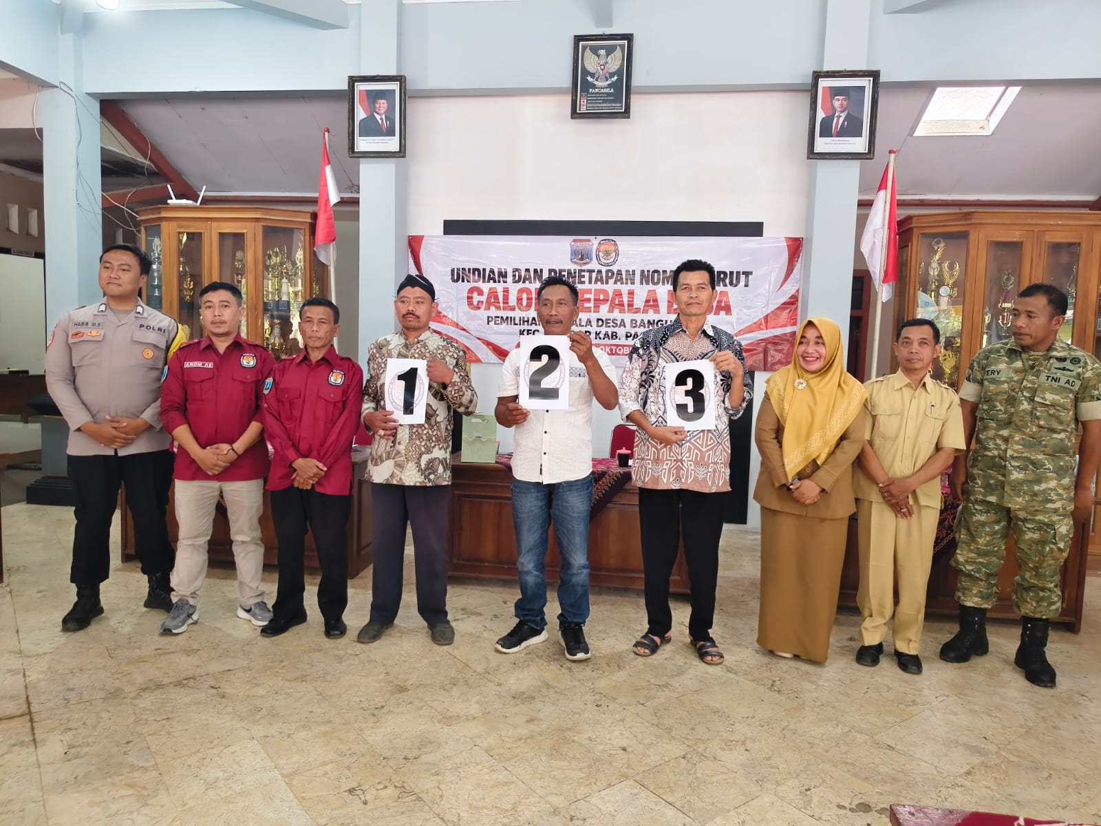 Tiga Calon Kades Bangunsari Pacitan Tetapkan Nomor Urut, Panitia Ajak Warga Jaga Kerukunan