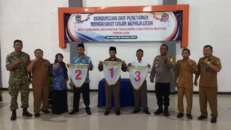 Cegah Gesekan Antarpendukung, Pilkades Kemuning Kecamatan Tegalombo Pacitan Diawali Pengundian Nomor Urut dan Deklarasi Damai