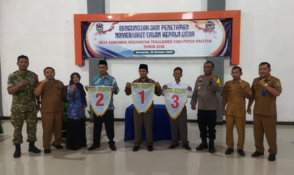 Cegah Gesekan Antarpendukung, Pilkades Kemuning Kecamatan Tegalombo Pacitan Diawali Pengundian Nomor Urut dan Deklarasi Damai