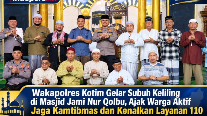 Wakapolres Kotim Gelar Subuh Keliling di Masjid Jami Nur Qolbu, Ajak Warga Aktif Jaga Kamtibmas dan Kenalkan Layanan 110