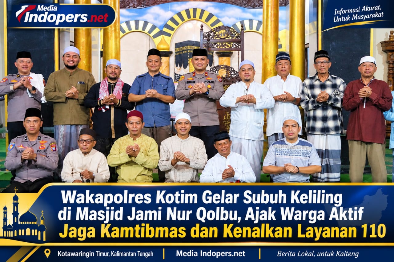Wakapolres Kotim Gelar Subuh Keliling di Masjid Jami Nur Qolbu, Ajak Warga Aktif Jaga Kamtibmas dan Kenalkan Layanan 110